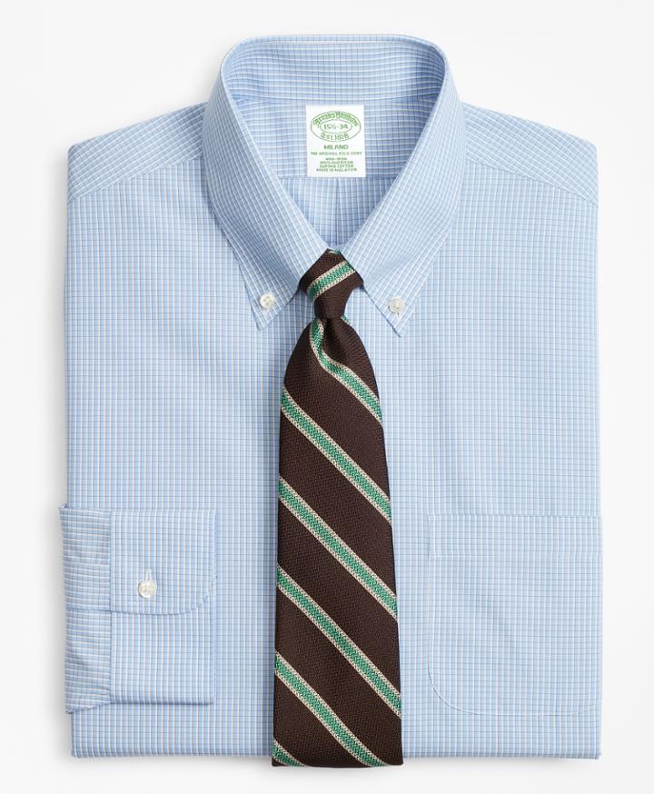 Brooks Brothers Men's Extra Slim Fit Slim-fit Dress Shirt, Non-iron Sidewheeler Gingham