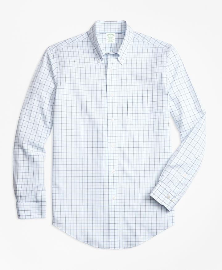 Brooks Brothers Men's Non-iron Brookscool Milano Fit Tonal Windowpane Sport Shirt
