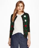 Brooks Brothers Floral-embroidered Merino Wool Cardigan