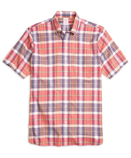 Brooks Brothers Madison Fit Madras Short-sleeve Sport Shirt