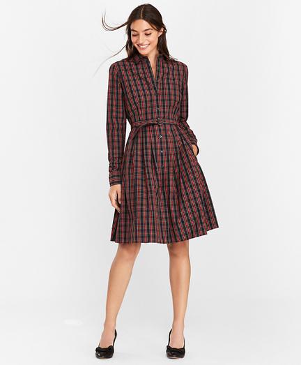 Brooks Brothers Plaid Clip-dot Cotton Shirt Dress