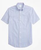 Brooks Brothers Men's Milano Fit Alternating Stripe Seersucker Short-sleeve Sport Shirt