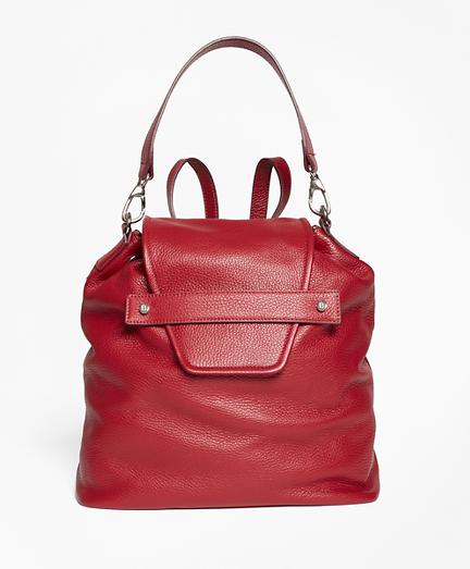 Brooks Brothers Pebbled Leather Envelope-flap Convertible Backpack