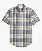 Brooks Brothers Madison Fit Large Plaid Irish Linen Short-sleeve Sport Shirt
