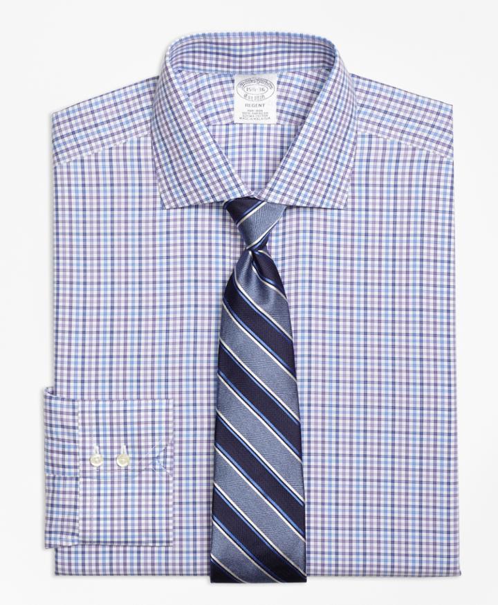 Brooks Brothers Men's Slim Fitted Dress Shirt, Non-iron Multi Check