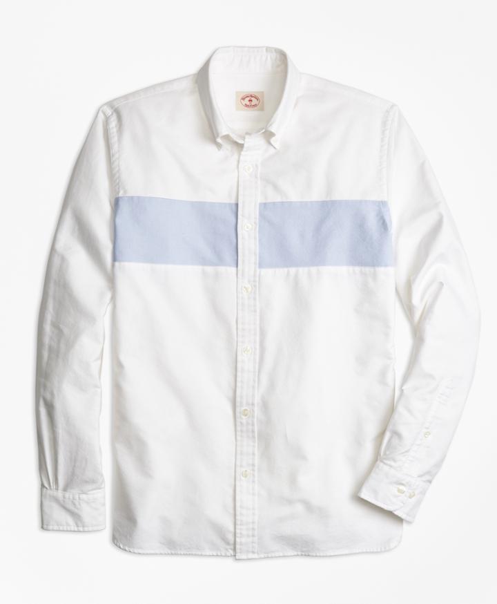Brooks Brothers Men's Color-block Stripe Oxford Sport Shirt