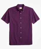 Brooks Brothers Men's Plaid Cotton Seersucker Short Sleeve-sport Shirt