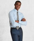 Brooks Brothers Men's Golden Fleece Slim Fitted Dress Shirt, Button-down Collar Multi-stripe Poplin