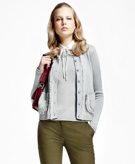 Brooks Brothers Cotton Fringe Cardigan