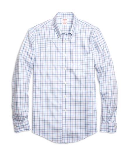 Brooks Brothers Non-iron Madison Fit Blue Twin Check Sport Shirt