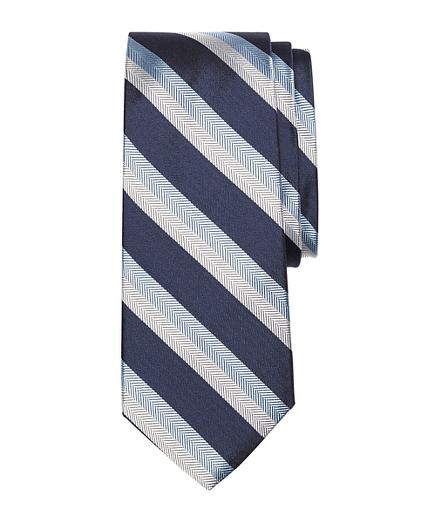 Brooks Brothers Double Herringbone Stripe Silk Tie