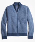 Brooks Brothers Lambswool Herringbone Full-zip Sweater