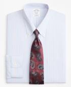 Brooks Brothers Men's Slim Fitted Dress Shirt, Non-iron Split Alternating Stripe
