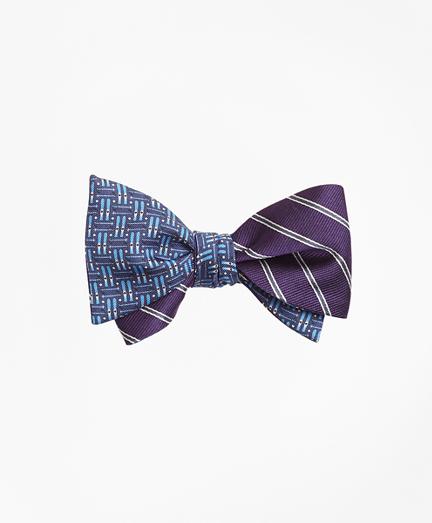 Brooks Brothers Ski Motif Print With Bb#2 Stripe Reversible Bow Tie