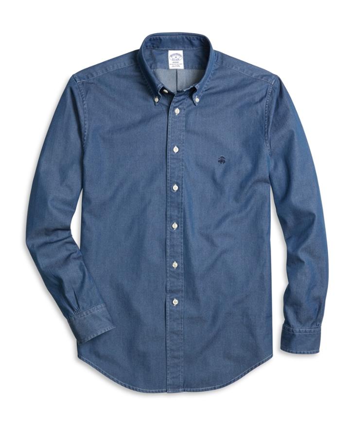 Brooks Brothers Men's Regent Fit Button-down Collar Denim Sport Shirt