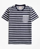 Brooks Brothers Men's Fun Stripe Slub Cotton Jersey Pocket T-shirt