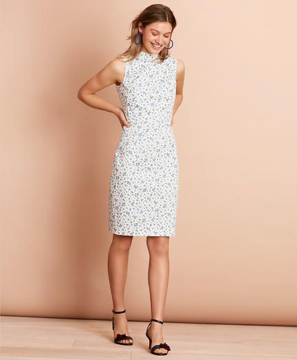 Brooks Brothers Floral-print Stretch Cotton Sateen Sheath Dress
