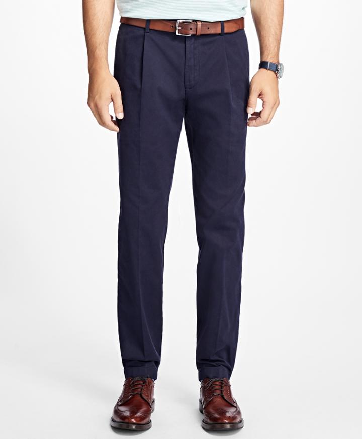 Brooks Brothers Men's Slim-fit Pleat-front Garment-dyed Stretch Chinos