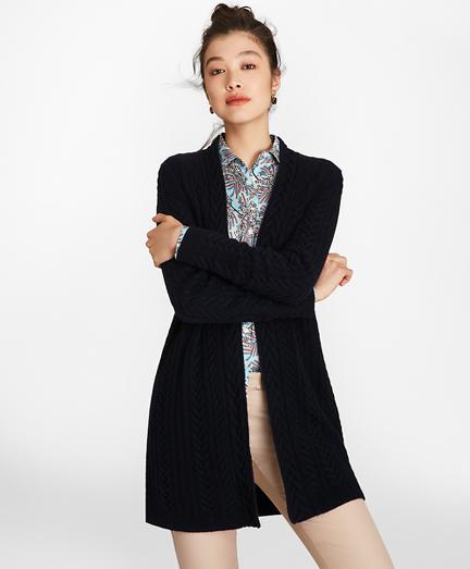 Brooks Brothers Cable-knit Cashmere Duster Cardigan