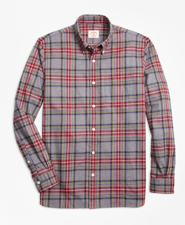 Brooks Brothers Men's Stewart Tartan Cotton Flannel Sport Shirt