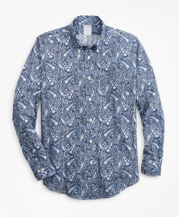 Brooks Brothers Men's Regent Fit Large Paisley Print Sport Shirt