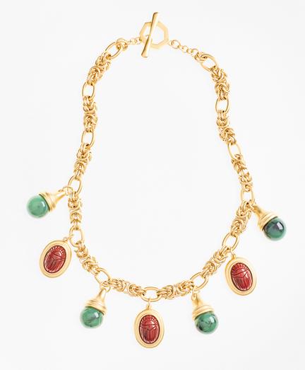 Brooks Brothers Poppy Jasper Scarab Charm Necklace