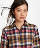 Brooks Brothers Women's Madras Cotton Fitted Shirt