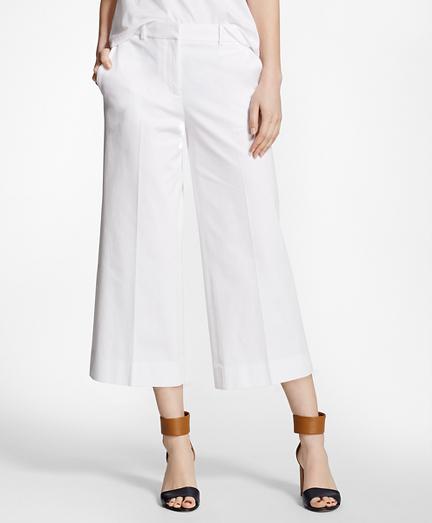 Brooks Brothers Cropped Wide-leg Stretch-cotton Pants