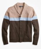 Brooks Brothers Merino Wool Color-block Shawl Collar Cardigan