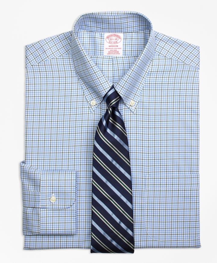 Brooks Brothers Men's Non-iron Regular Fit Overcheck Tattersall Dress Shirt