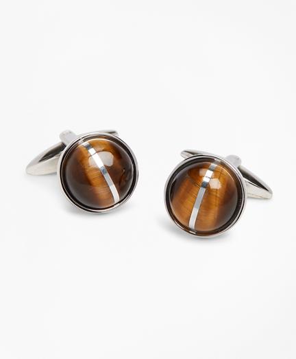 Brooks Brothers Tiger's-eye Round Cuff Links