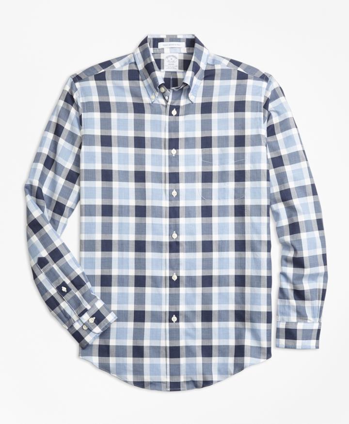Brooks Brothers Men's Regent Fit Herringbone Plaid Sport Shirt