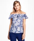 Brooks Brothers Women's Paisley Off-the-shoulder Blouse