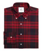 Brooks Brothers Men's Navy And Red Plaid Button-down Shirt