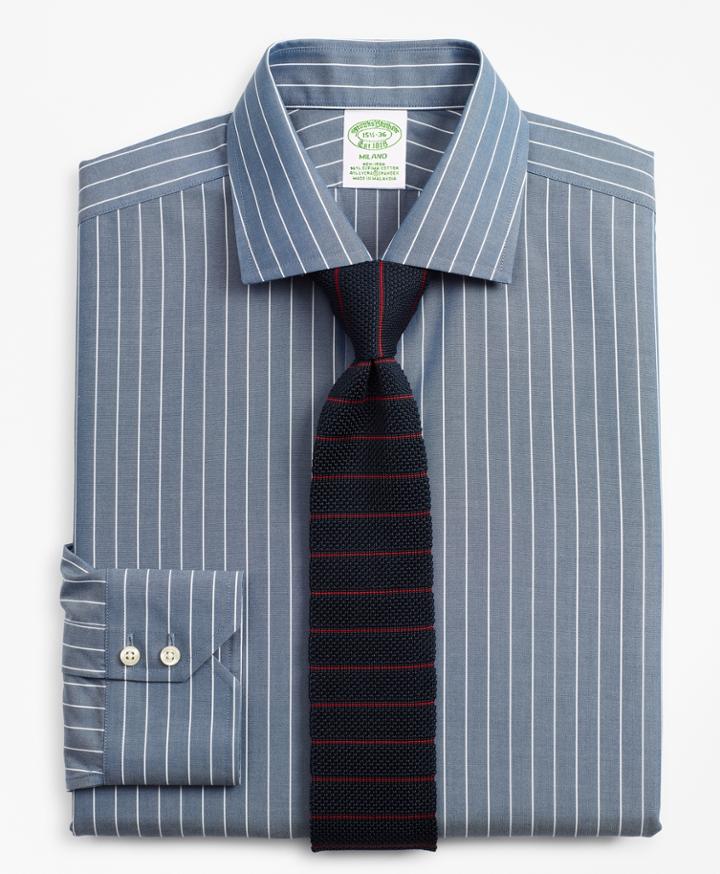 Brooks Brothers Men's Stretch Extra Slim Fit Slim-fit Dress Shirt, Non-iron Pinstripe