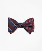 Brooks Brothers Men's Sidewheeler Guard Stripe With Spaced Flower Reversible Bow Tie