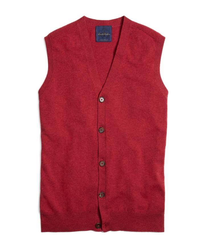 Brooks Brothers Men's Pink Cashmere Button-front Vest