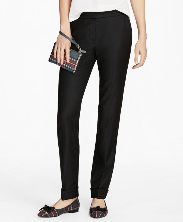 Brooks Brothers Women's Grosgrain-trimmed Wool-blend Twill Pants