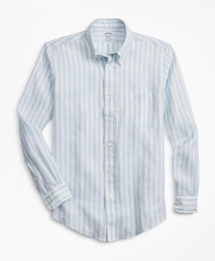 Brooks Brothers Regent Fit Stripe Irish Linen  Sport Shirt