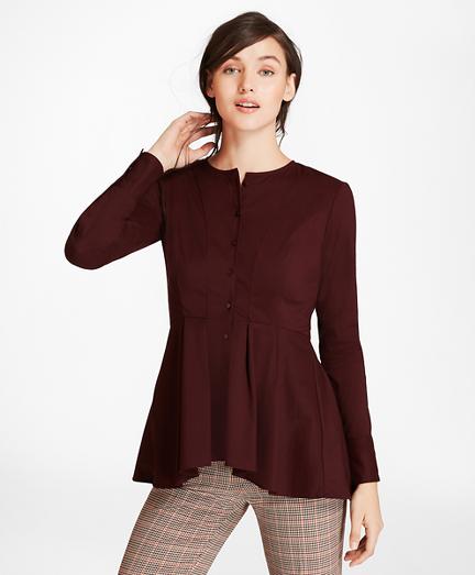 Brooks Brothers Stretch-cotton Peplum Blouse