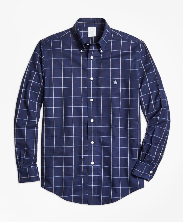 Brooks Brothers Men's Non-iron Regent Fit Windowpane Sport Shirt
