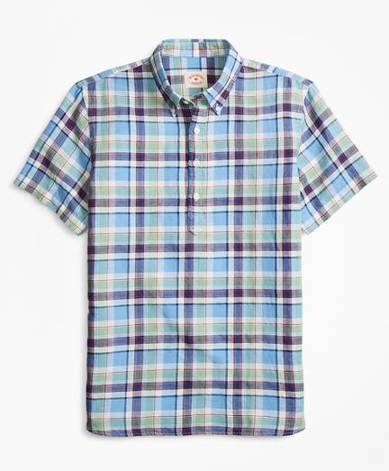 Brooks Brothers Plaid Linen-blend Popover