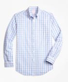 Brooks Brothers Madison Fit Light-blue Check Seersucker Sport Shirt