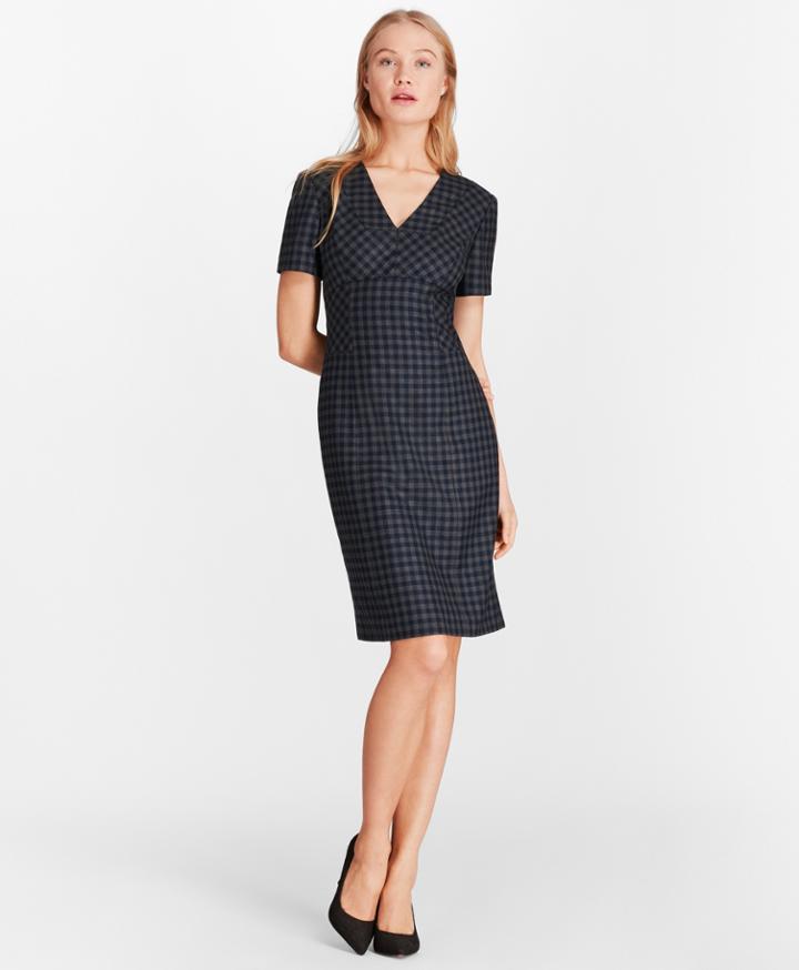 Brooks Brothers Women's Gingham Wool Twill Sheath Dress