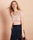Brooks Brothers Striped Linen-blend Scoop-neck T-shirt