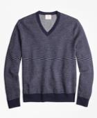 Brooks Brothers Men's Bird's-eye Merino Wool Jacquard V-neck Sweater