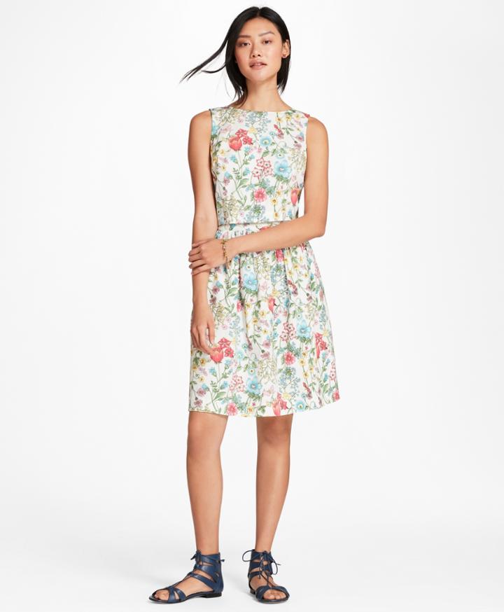 Brooks Brothers Women's Botanical-print Stretch Cotton Poplin Three-in-one Dress