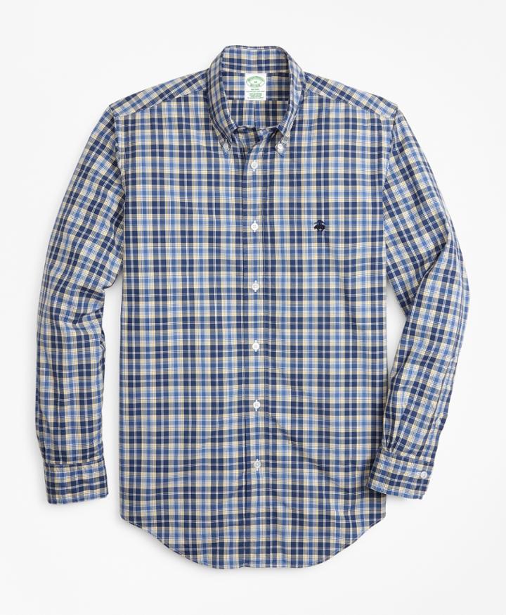 Brooks Brothers Men's Milano Fit Graph Plaid Zephyr Sport Shirt