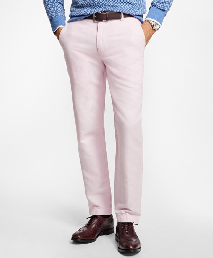 Brooks Brothers Men's Clark Fit Houndstooth Linen And Cotton Chinos