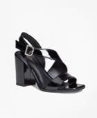 Brooks Brothers Women's Patent Leather Open-toe Stacked Sandals